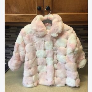 Sweet Corky & Company Faux-Fur Pink & White Coat
